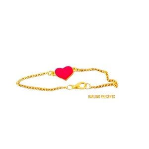 Acrylic Heart Chain Bracelet Women Color Red & Gold